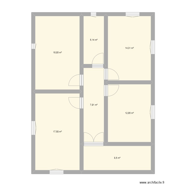 Plan initiale Djerba Mahboubine. Plan de 7 pièces et 83 m2