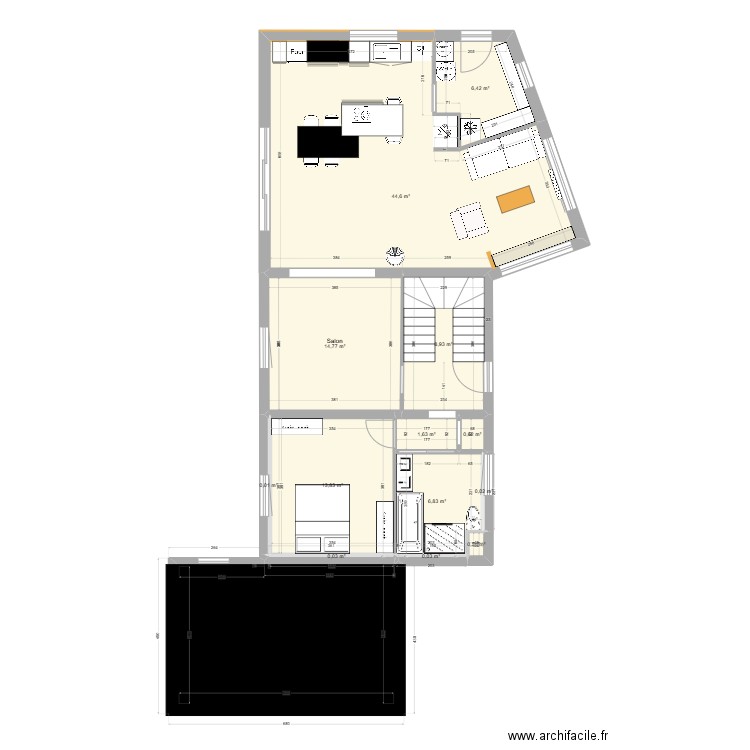 Troisgots plan Archi V2+cuisine+sb. Plan de 26 pièces et 224 m2