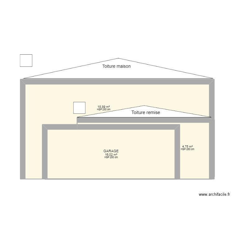 DP3 COUPE. Plan de 3 pièces et 40 m2