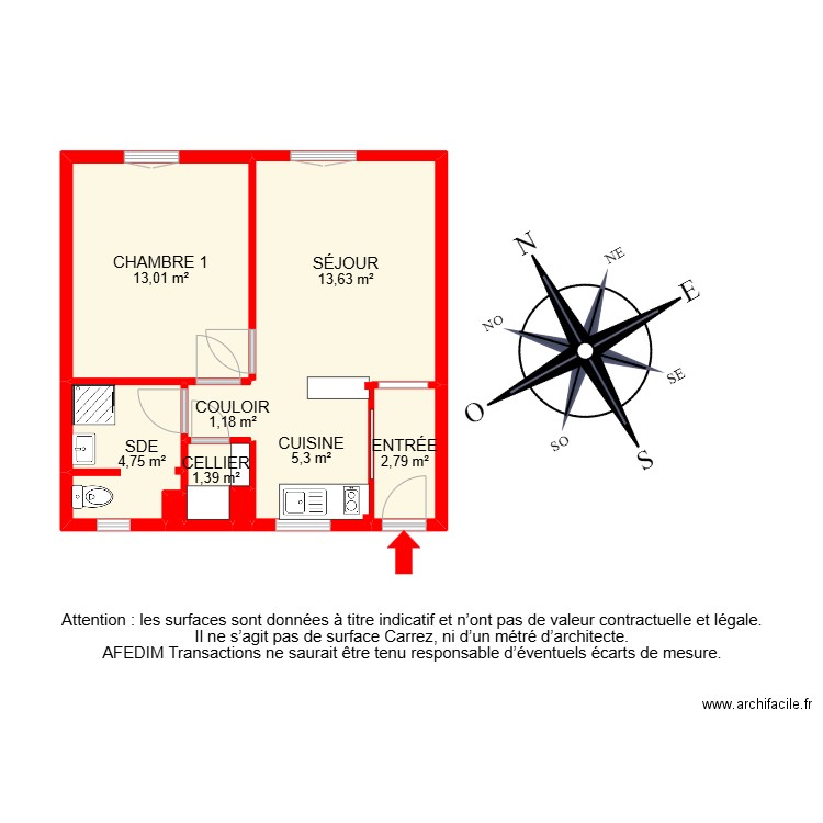 BI 24689. Plan de 9 pièces et 42 m2