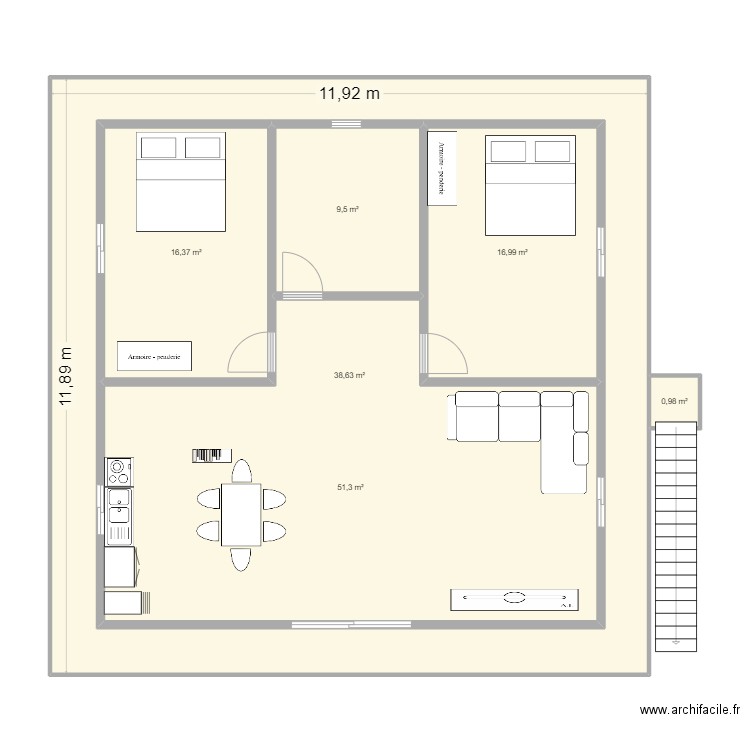 charle laux. Plan de 6 pièces et 237 m2