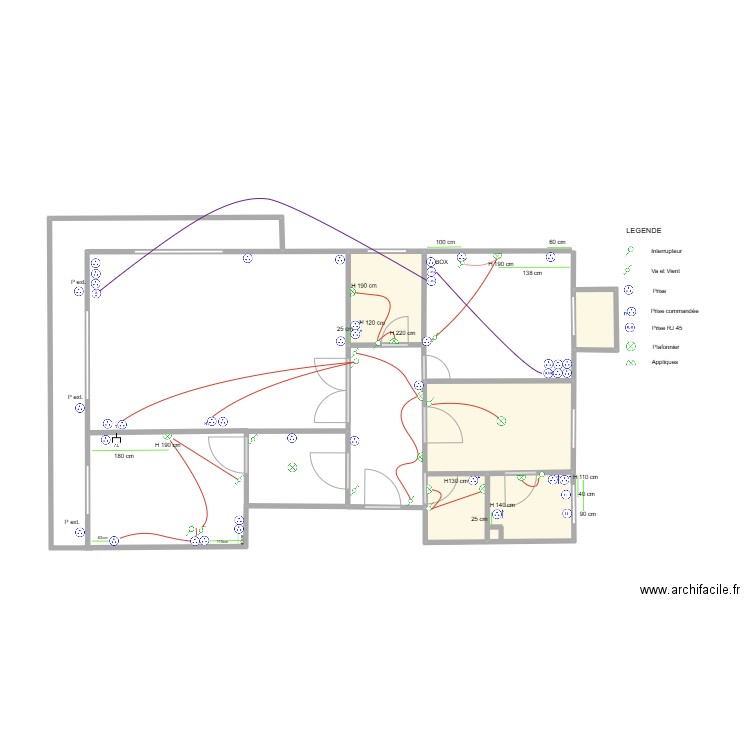 BOSVIEL ELECTRICITE. Plan de 4 pièces et 13 m2