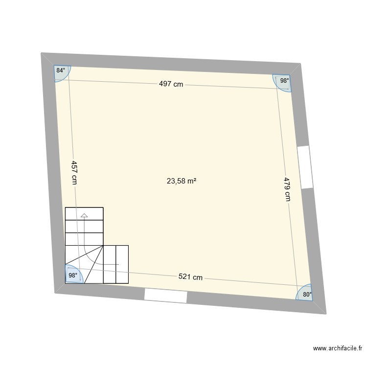 1er etage. Plan de 1 pièce et 24 m2