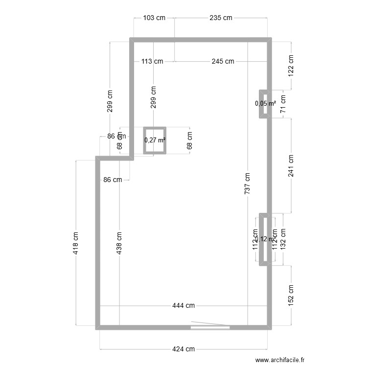 Méridien grenier. Plan de 3 pièces et 0 m2