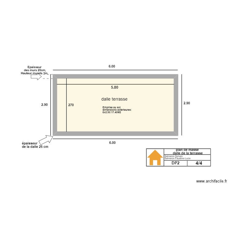 plan sans pergola. Plan de 1 pièce et 17 m2