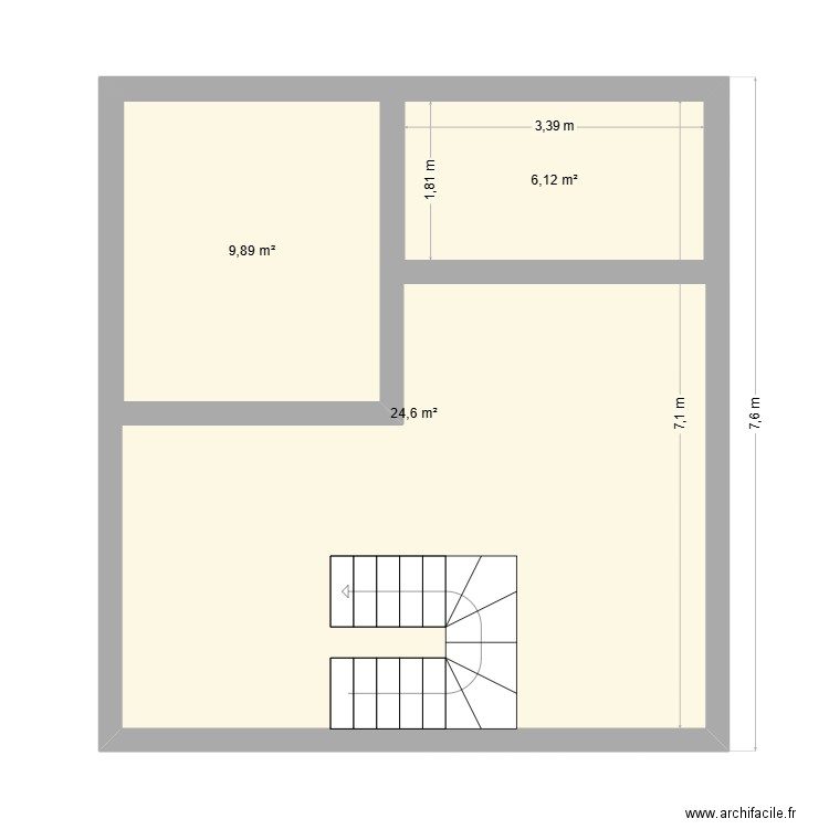 appartement combles. Plan de 3 pièces et 63 m2