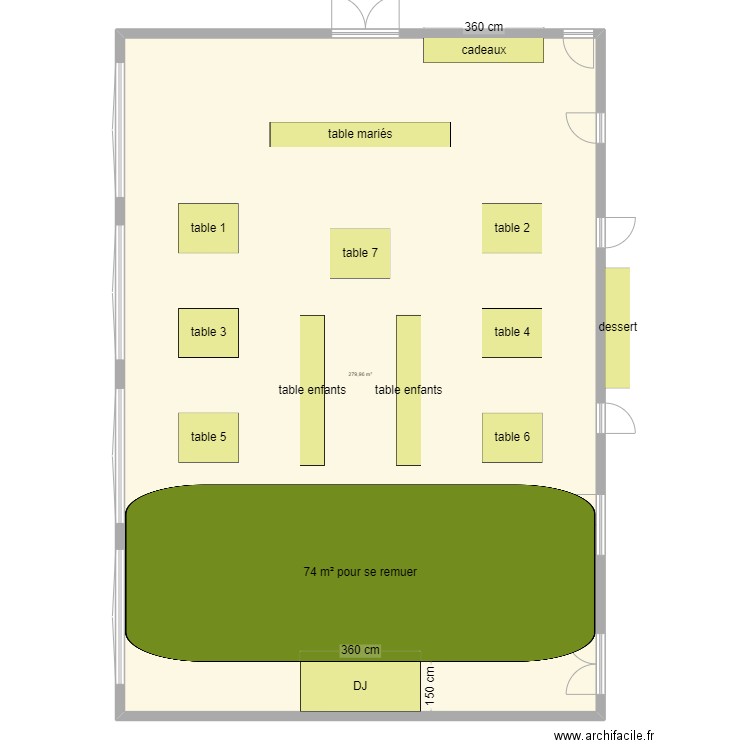 plan mariage 1. Plan de 1 pièce et 280 m2