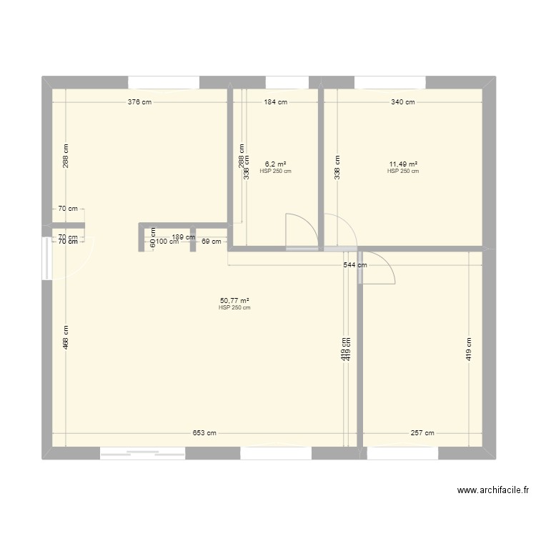 projet villechaud. Plan de 3 pièces et 68 m2