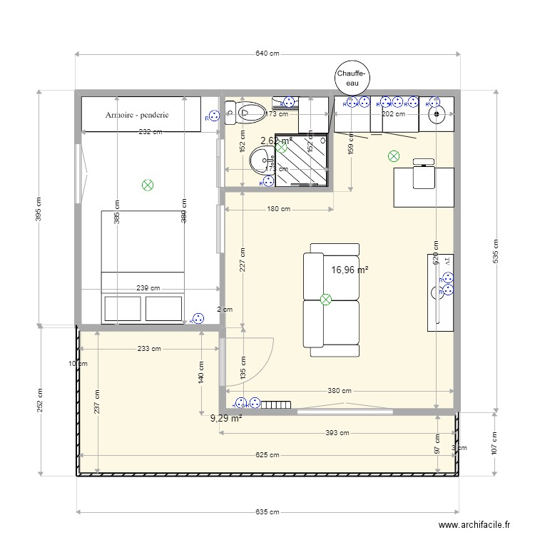 maisonnette1. Plan de 3 pièces et 29 m2