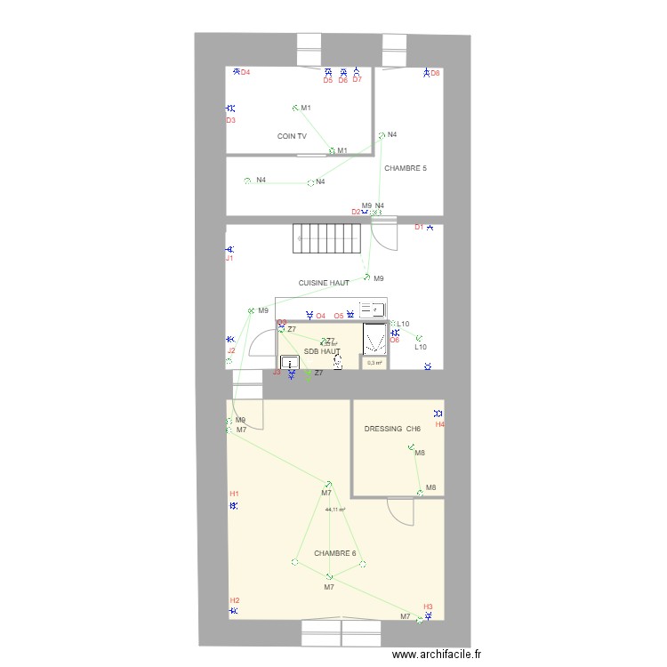 ETAGE 2. Plan de 13 pièces et 237 m2