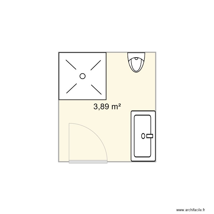 Salle de bain parents. Plan de 1 pièce et 4 m2