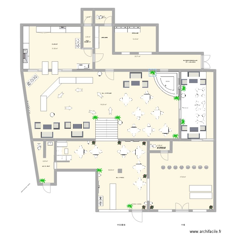 Tropikal NightShop 113. Plan de 12 pièces et 326 m2