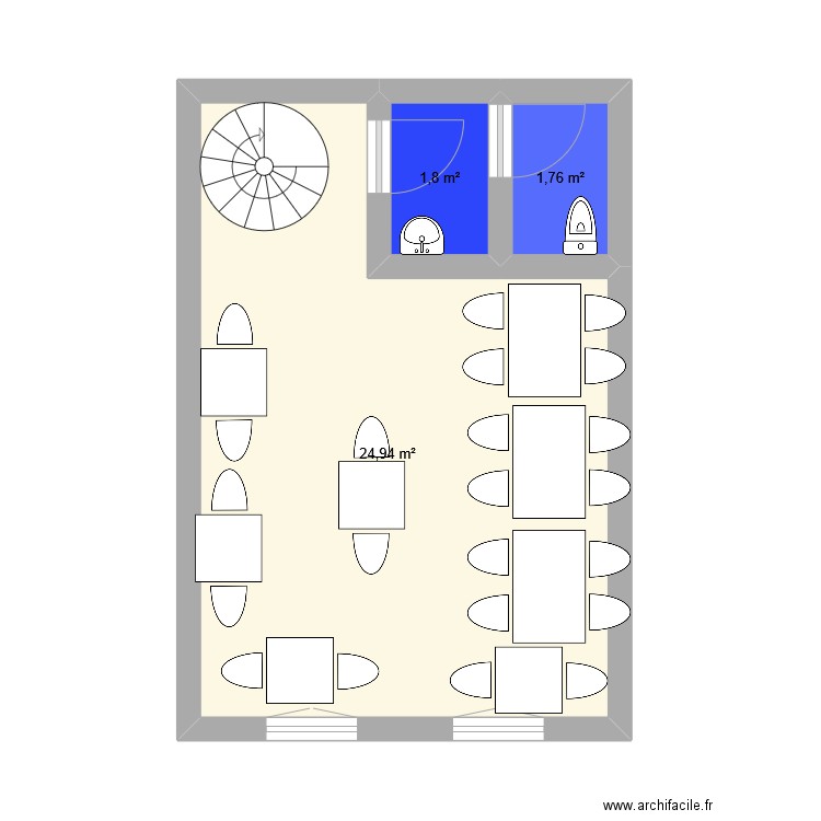 L'étage de l'ingé. Plan de 3 pièces et 29 m2