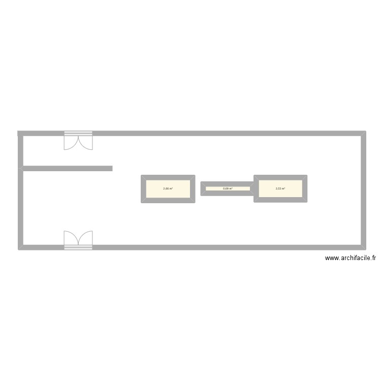 BOUILLANT. Plan de 3 pièces et 6 m2