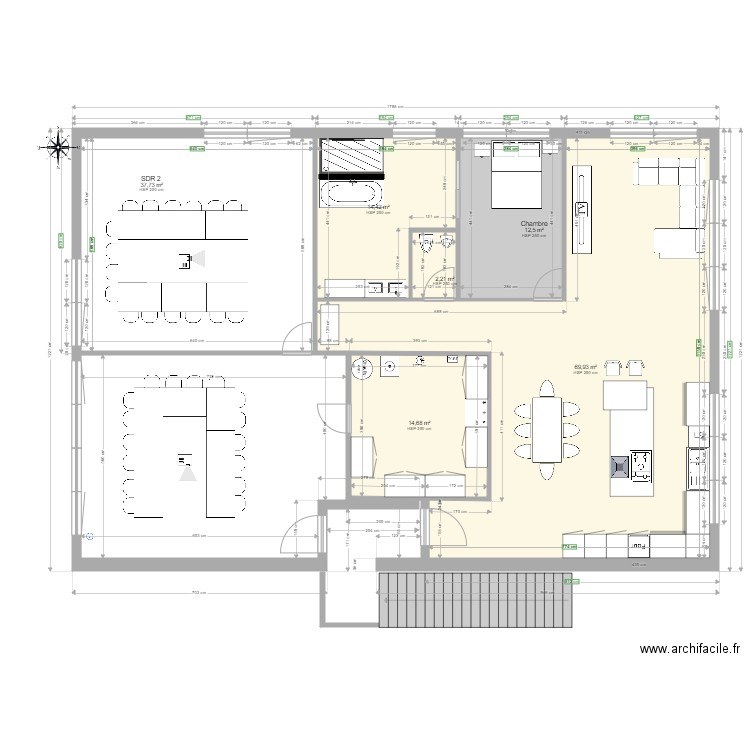 appart 100 . Plan de 6 pièces et 151 m2