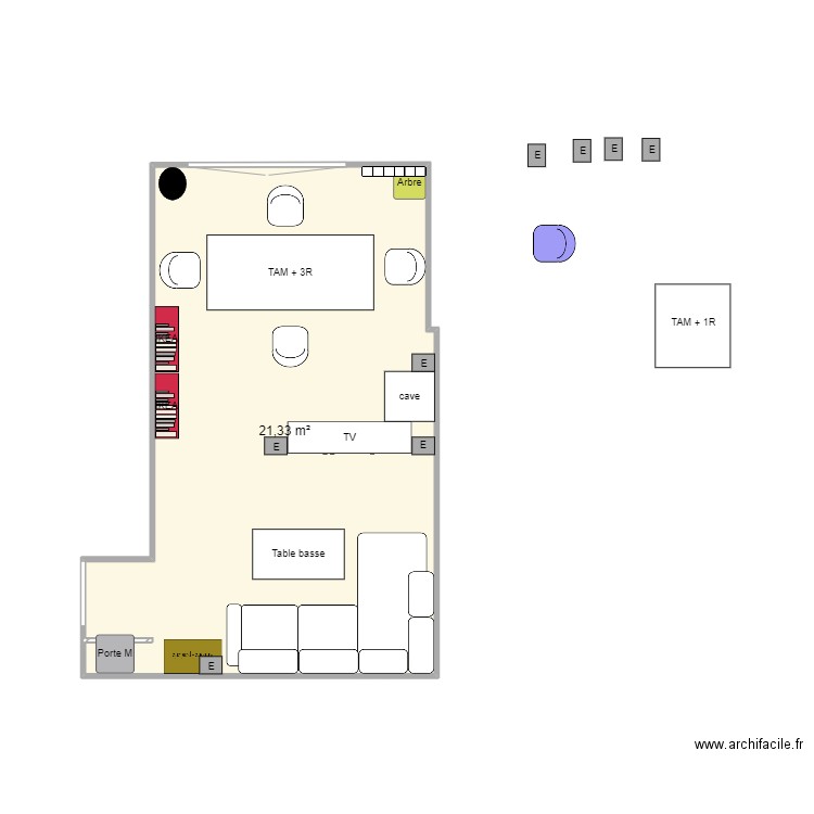 MonSalonV3. Plan de 1 pièce et 21 m2