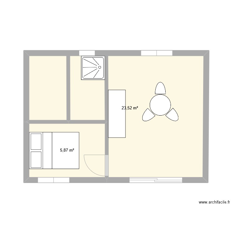 Test. Plan de 2 pièces et 29 m2