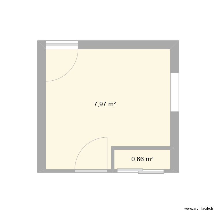 Cuisine. Plan de 2 pièces et 9 m2