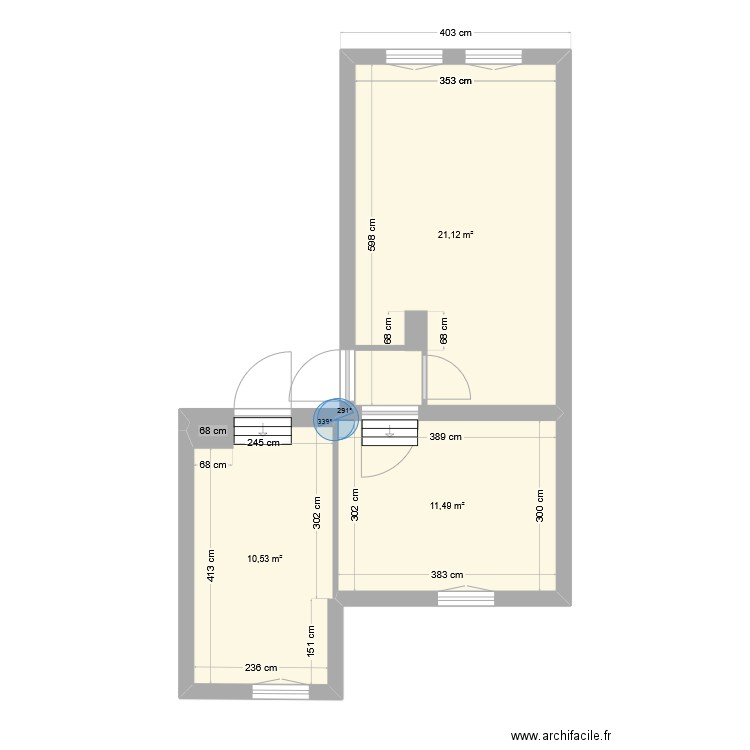 Local cave 2. Plan de 3 pièces et 43 m2