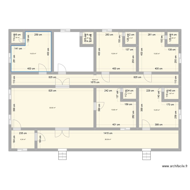 timo. Plan de 15 pièces et 160 m2