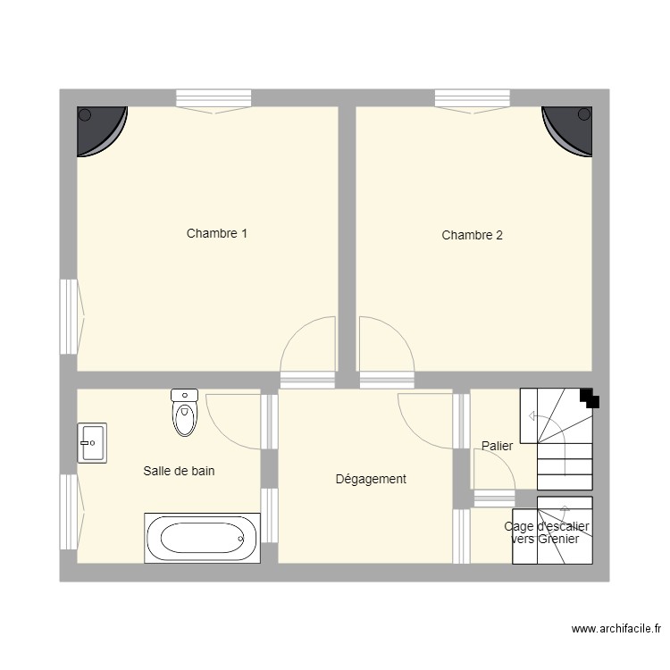 RAVEAU ETAGE . Plan de 6 pièces et 45 m2