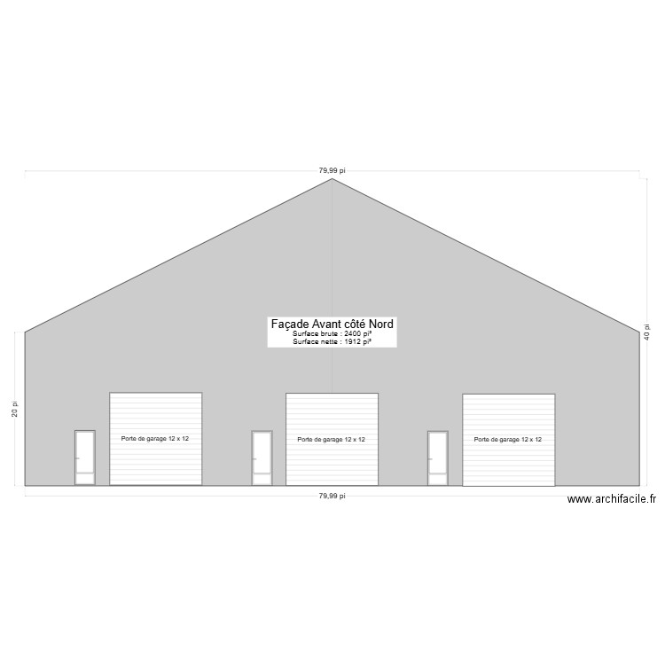 Facade Élévation Avant - Pavco Entrepôt . Plan de 0 pièce et 0 m2