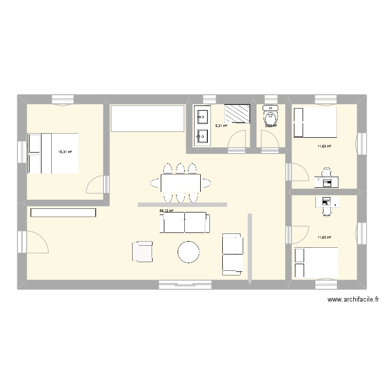 forbuilding. Plan de 6 pièces et 113 m2