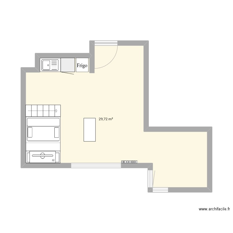 Salon. Plan de 1 pièce et 30 m2