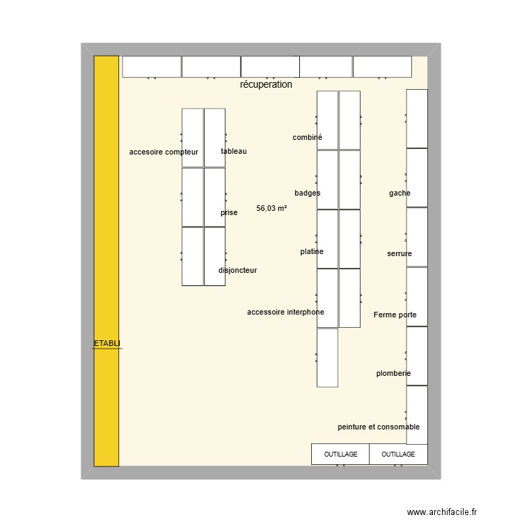 stock 08/10. Plan de 1 pièce et 56 m2