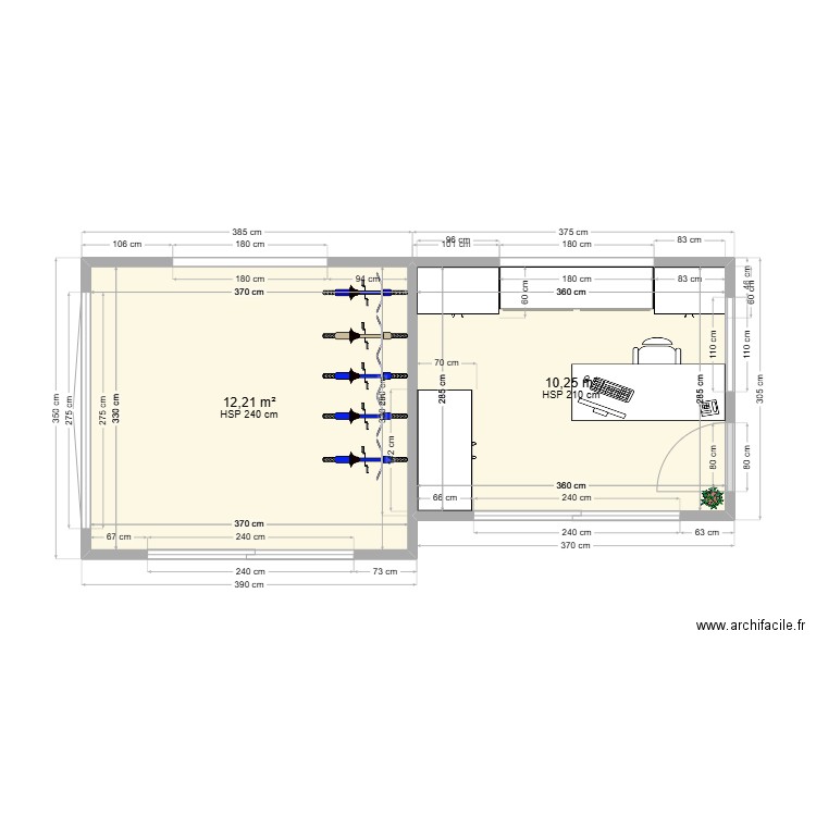 Olivie. Plan de 2 pièces et 22 m2