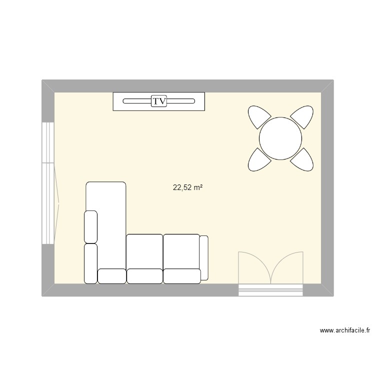 Salon . Plan de 1 pièce et 23 m2