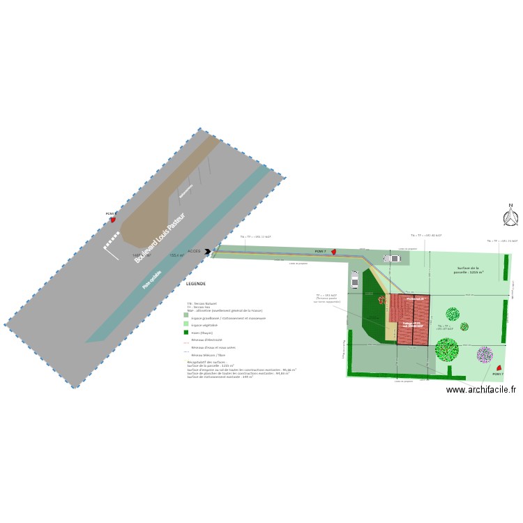 PLAN MASSE ACTUEL 0807. Plan de 1 pièce et 95 m2