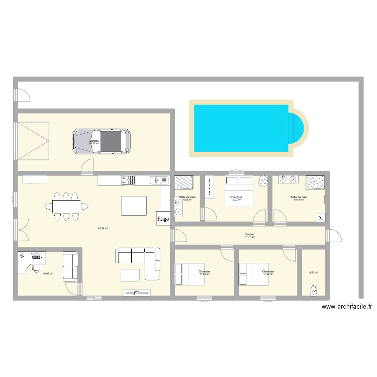 maison. Plan de 10 pièces et 176 m2