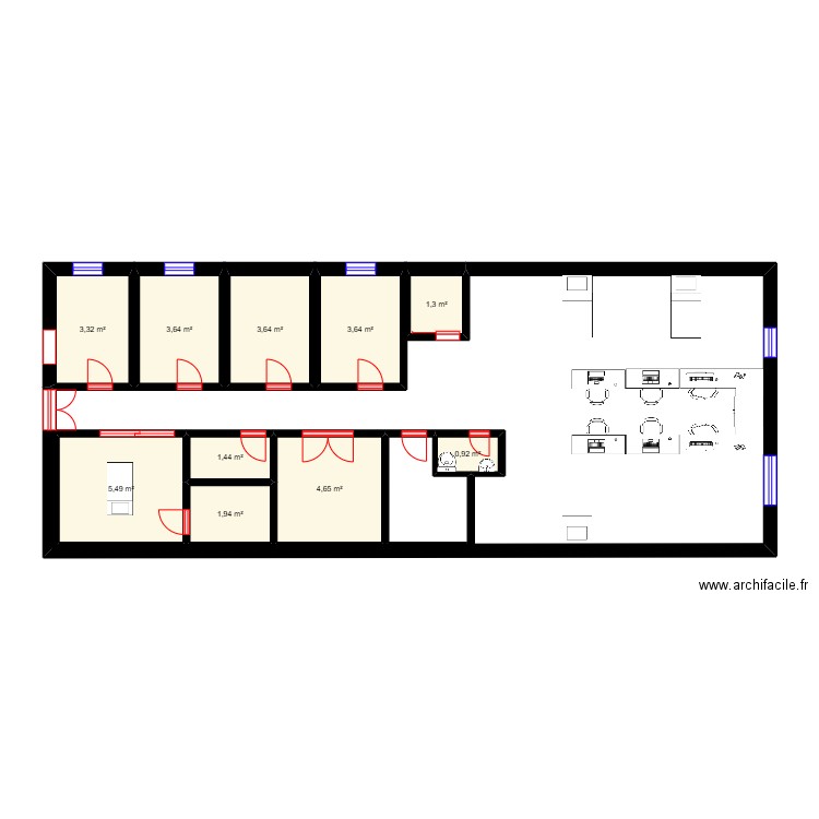 Nouveau plan urgence. Plan de 10 pièces et 30 m2