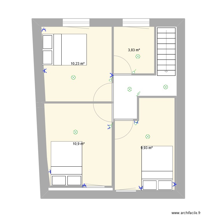 NORT etg. Plan de 4 pièces et 35 m2