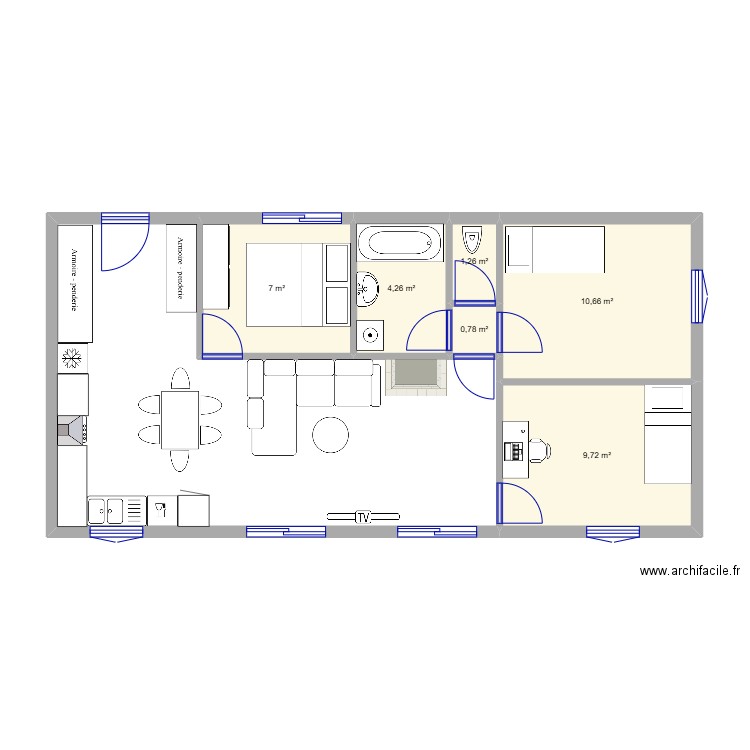 maison actu. Plan de 6 pièces et 34 m2