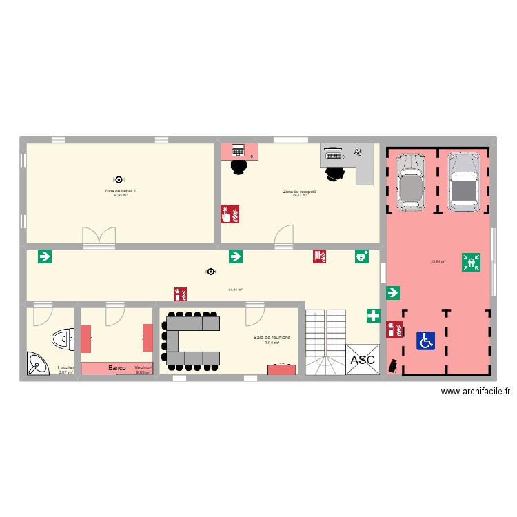 Planta baja. Plan de 7 pièces et 185 m2