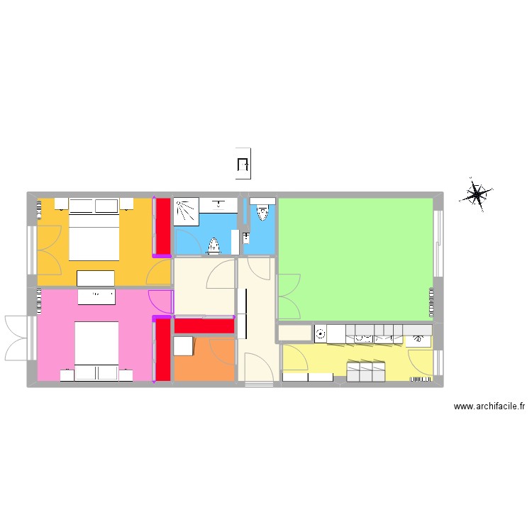 Capitou V3. Plan de 12 pièces et 69 m2