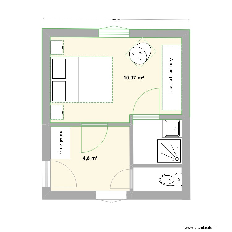 CHAMBRE ERIC PLAN 1. Plan de 2 pièces et 15 m2