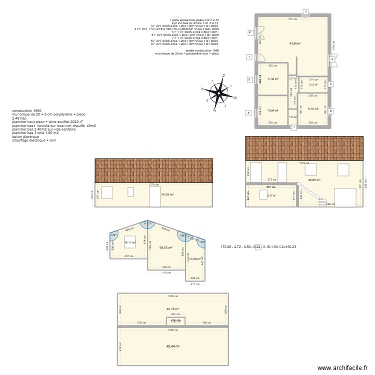 RENO. Plan de 16 pièces et 319 m2