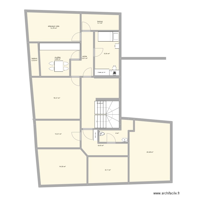 celaliye perso çarsi modifier . Plan de 14 pièces et 140 m2