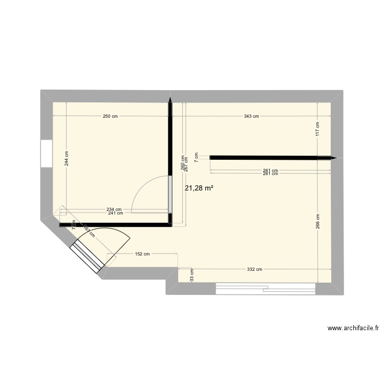 Chantier vivet . Plan de 1 pièce et 21 m2