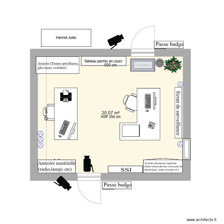 Intermahcé PCS wassy. Plan de 1 pièce et 20 m2