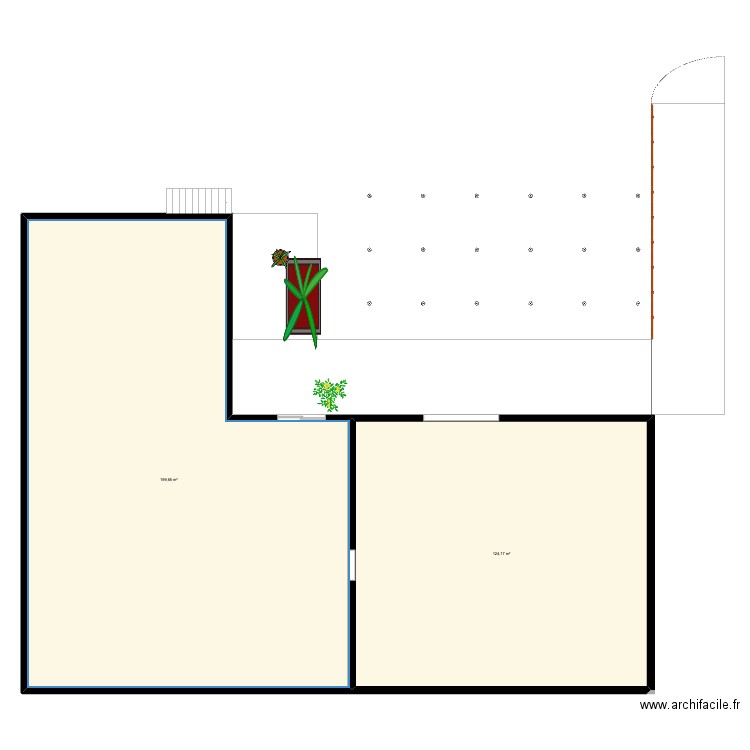 le parcot . Plan de 2 pièces et 324 m2