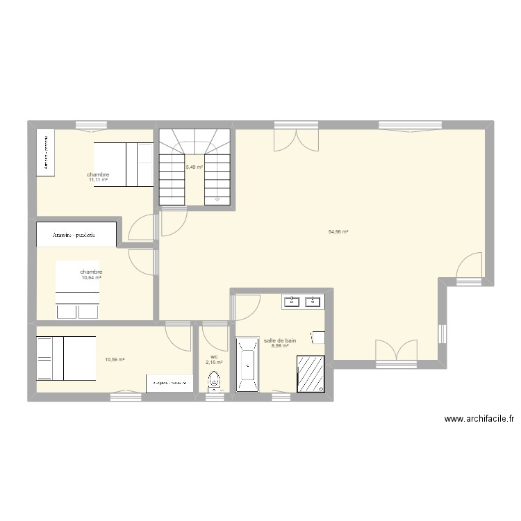 roiff. Plan de 7 pièces et 104 m2