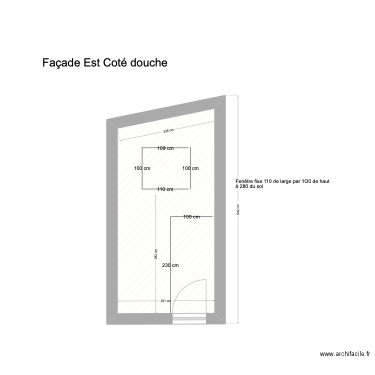 Façade Est. Plan de 1 pièce et 11 m2