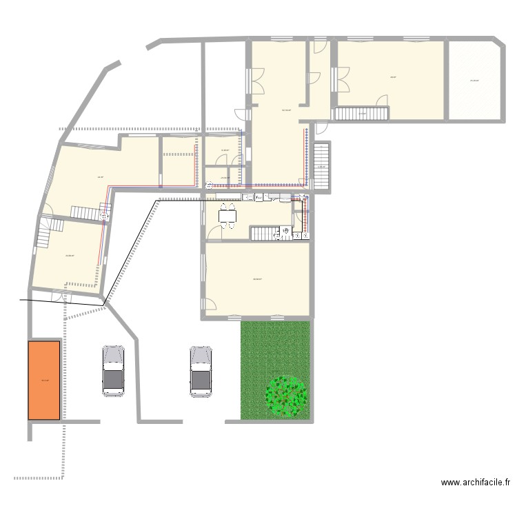 maison mamie bureau 3.3. Plan de 34 pièces et 410 m2