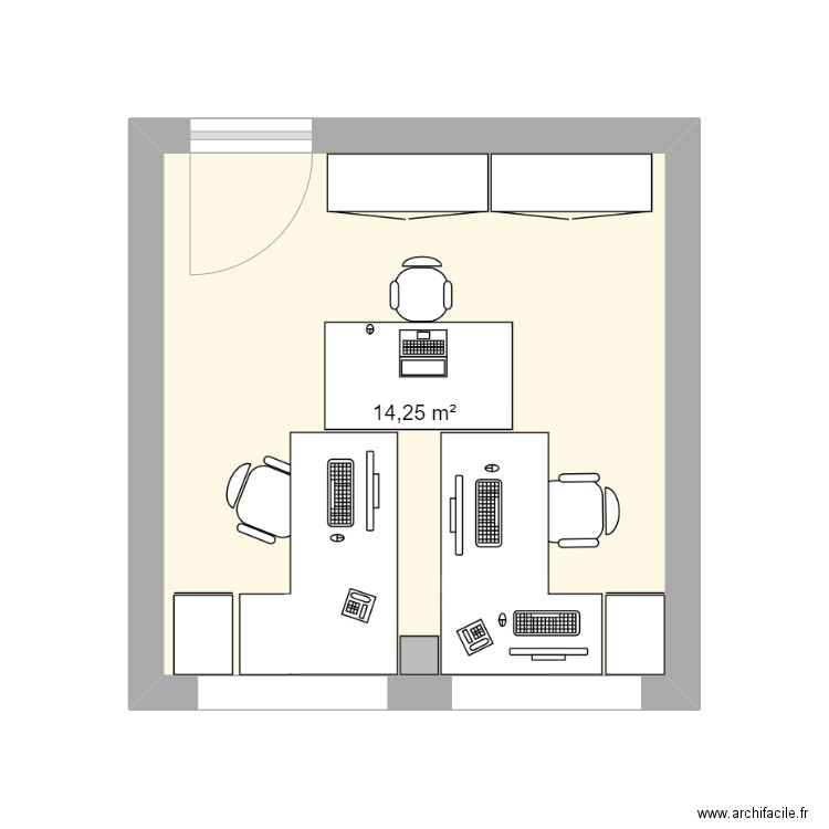 bureau. Plan de 1 pièce et 14 m2