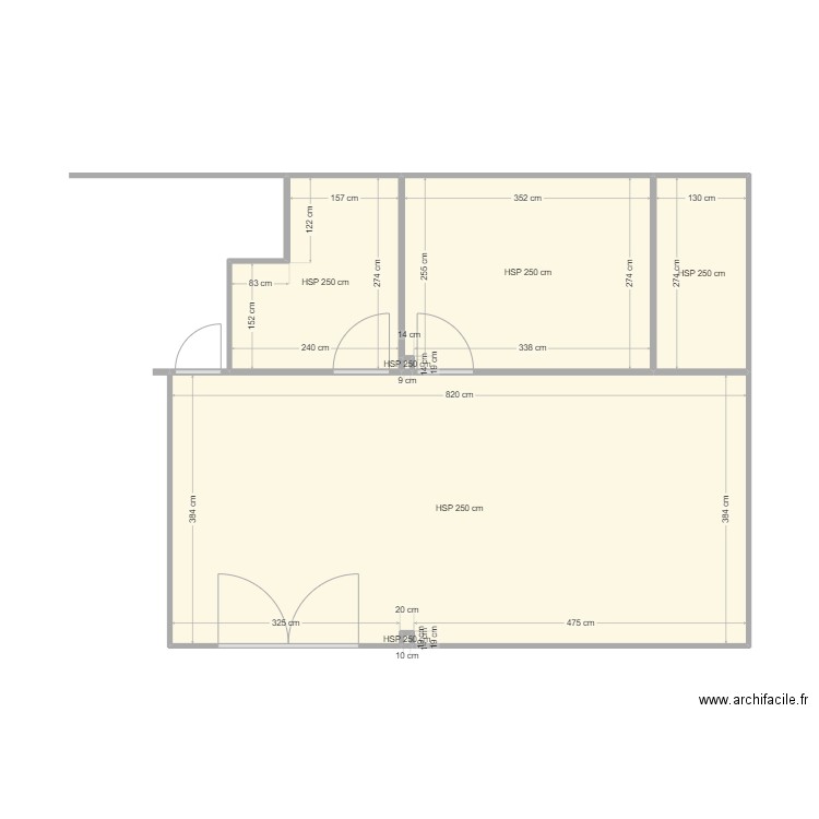 church hall v1. Plan de 6 pièces et 50 m2