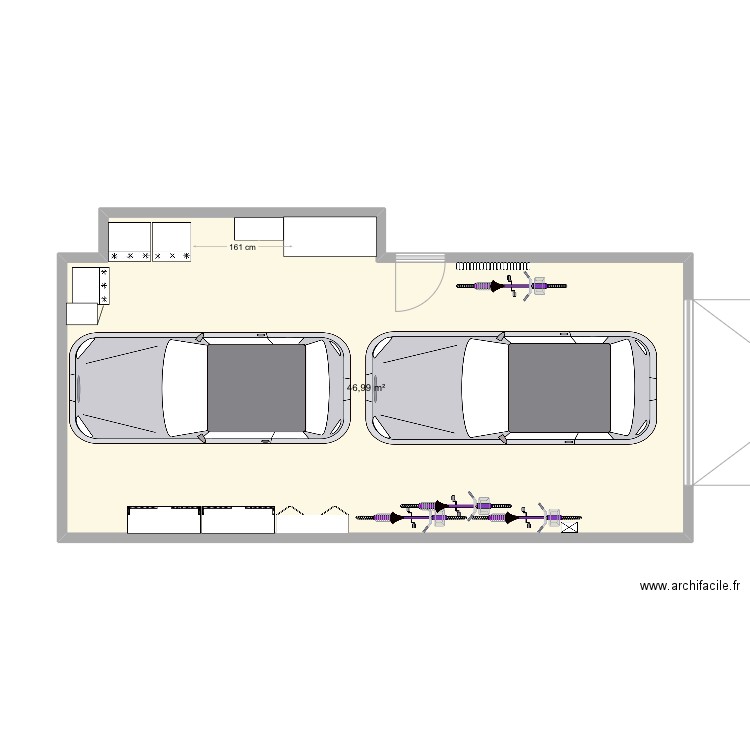 Aménagement Garage. Plan de 1 pièce et 47 m2